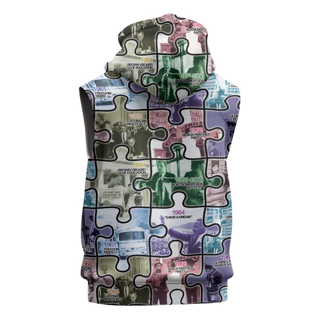 African American Sleeveless Zip Hoodie The Civil Rights Journey in Puzzle - African Pride