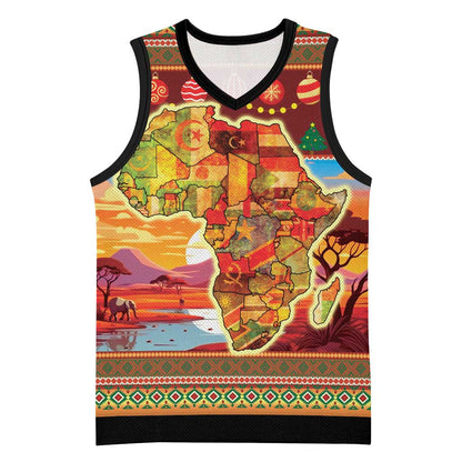 African Christmas Basketball Jersey Afro Heritage and Celebrated DT03