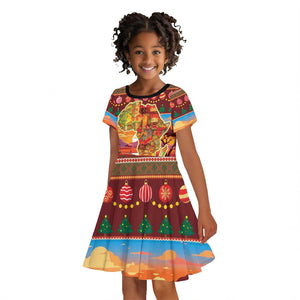 African Christmas Kid Short Sleeve Dress Afro Heritage and Celebrated