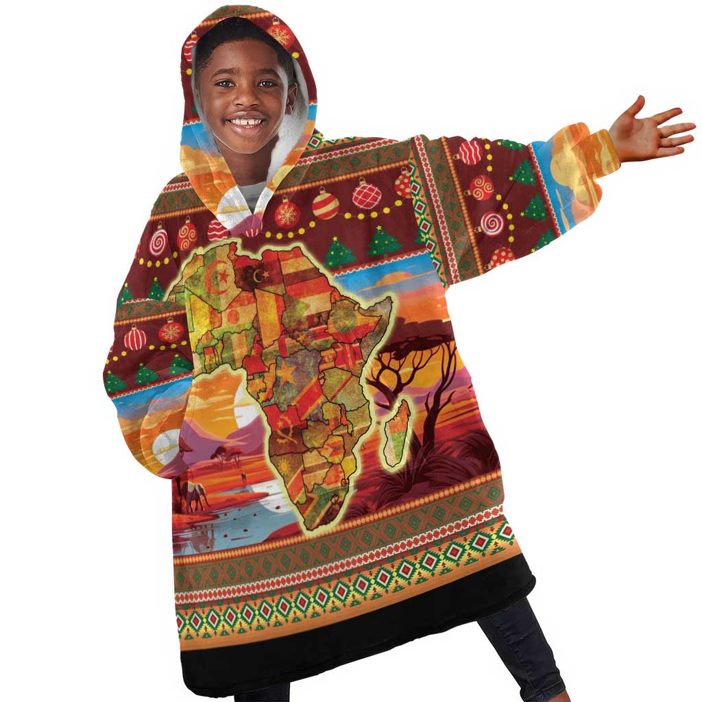 African Christmas Kid Wearable Blanket Hoodie Afro Heritage and Celebrated