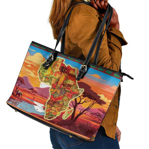 African Christmas Leather Tote Bag Afro Heritage and Celebrated