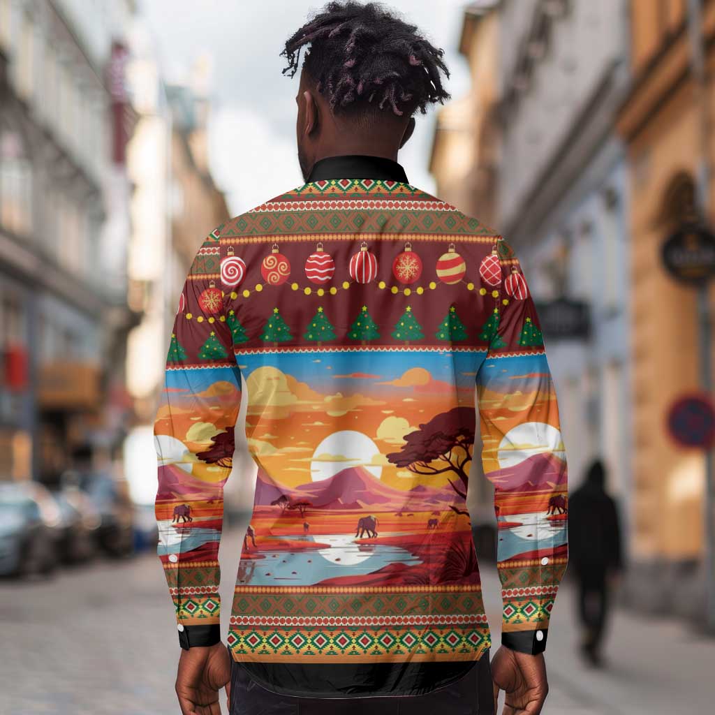African Christmas Long Sleeve Button Shirt Afro Heritage and Celebrated