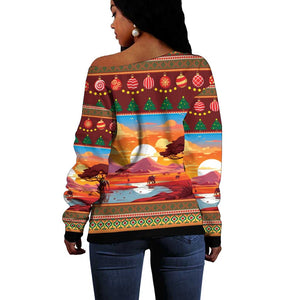 African Christmas Off Shoulder Sweater Afro Heritage and Celebrated