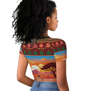 African Christmas Raglan Cropped T shirt Afro Heritage and Celebrated