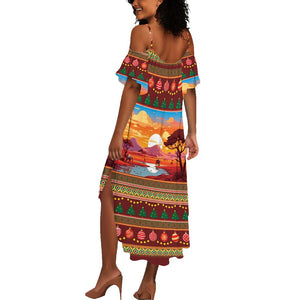 African Christmas Summer Maxi Dress Afro Heritage and Celebrated