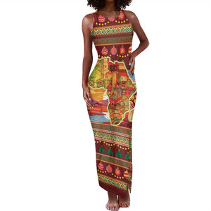 African Christmas Tank Maxi Dress Afro Heritage and Celebrated