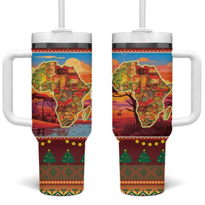 African Christmas Tumbler With Handle Afro Heritage and Celebrated