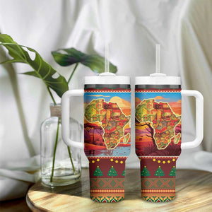 African Christmas Tumbler With Handle Afro Heritage and Celebrated