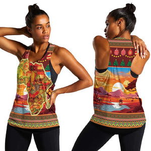 African Christmas Women Racerback Tank Afro Heritage and Celebrated