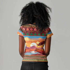 African Christmas Women V-Neck T-Shirt Afro Heritage and Celebrated