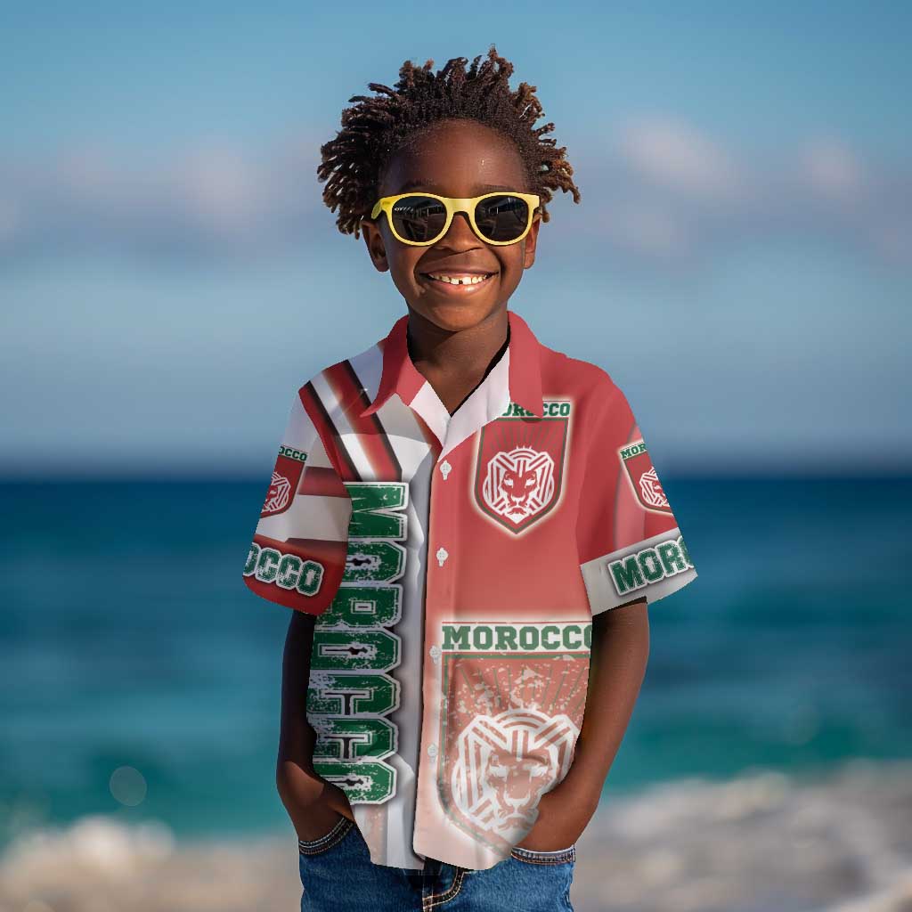 Morocco Soccer Kid Hawaiian Shirt Atlas Lions Football - Road To Champion