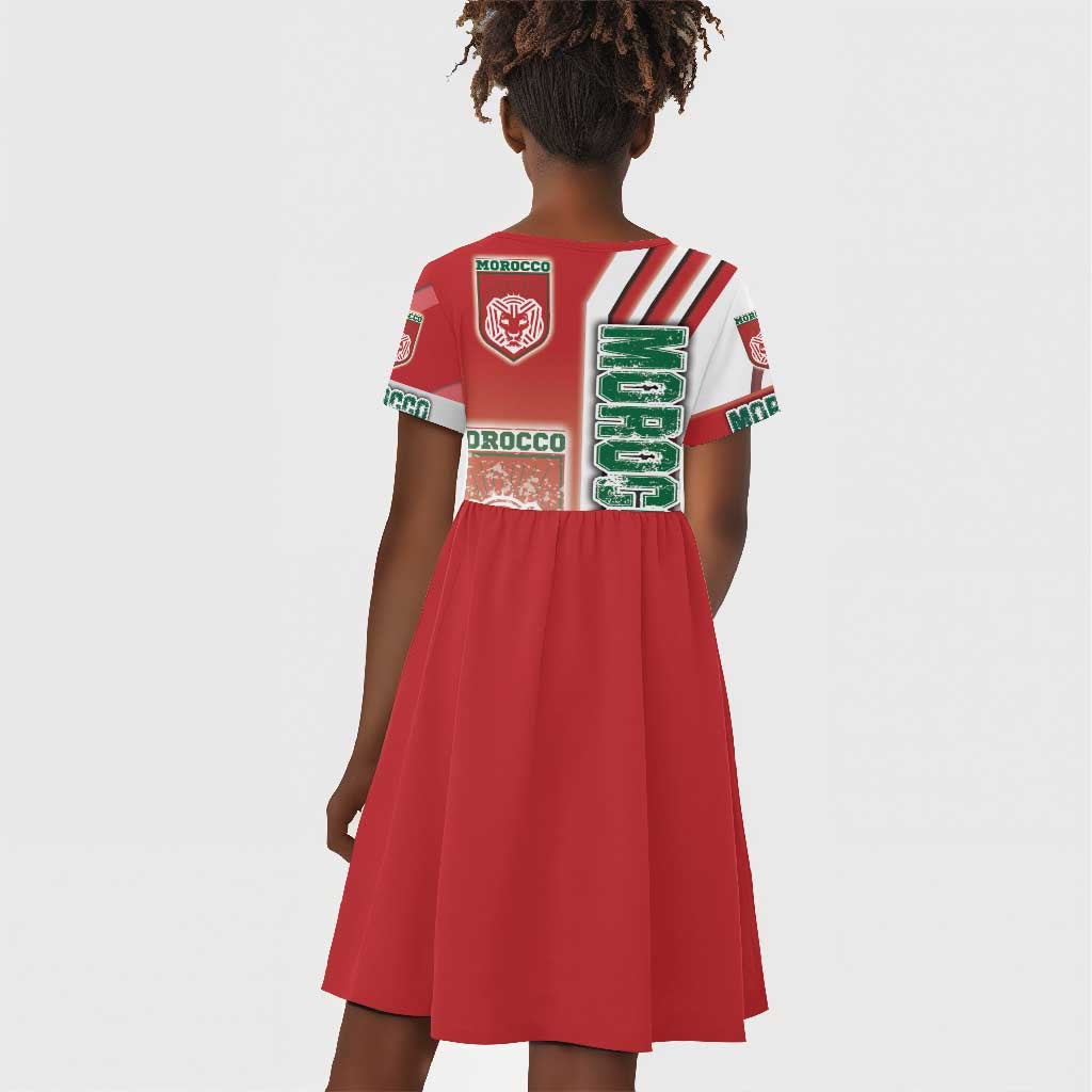 Morocco Soccer Kid Short Sleeve Dress Atlas Lions Football - Road To Champion