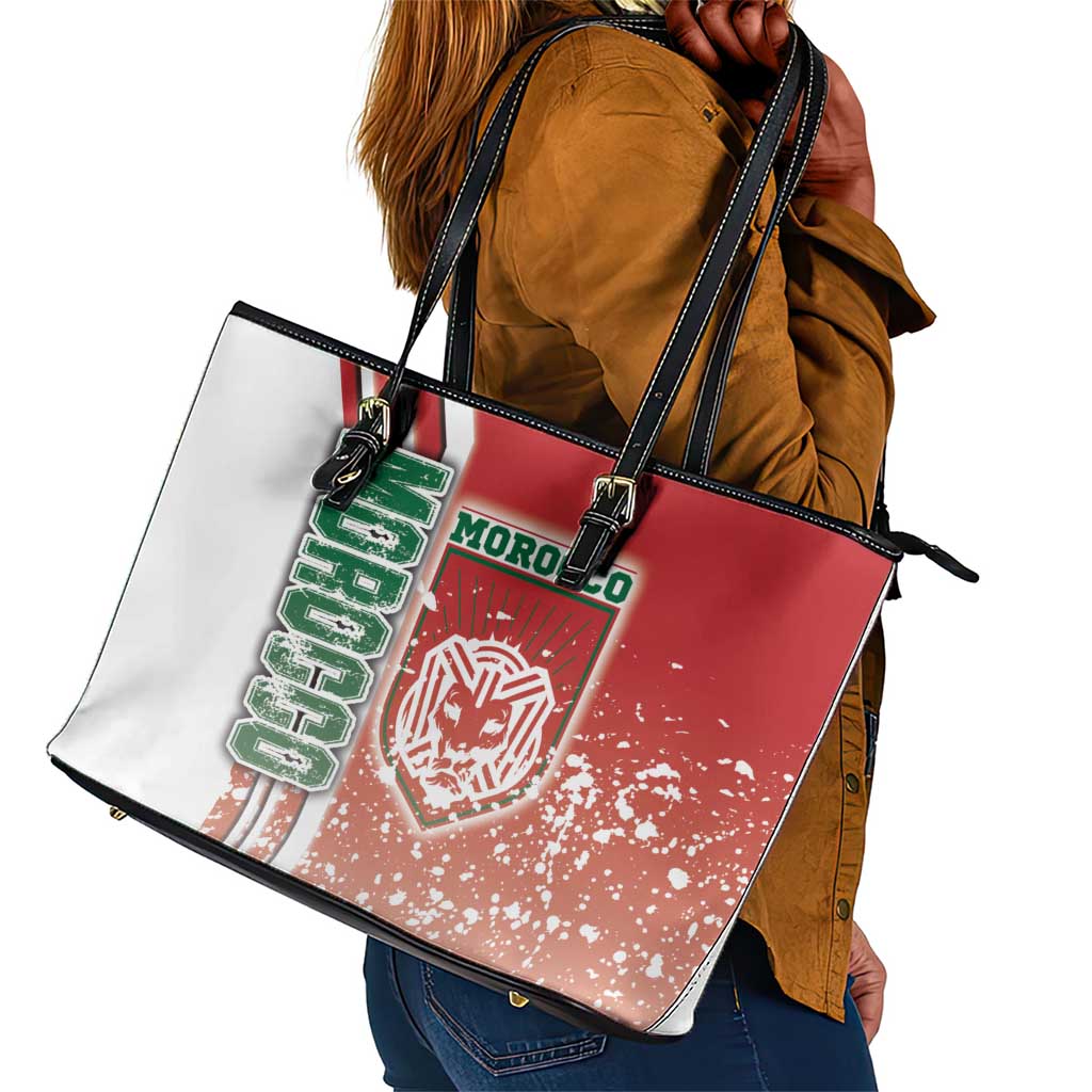 Morocco Soccer Leather Tote Bag Atlas Lions Football - Road To Champion