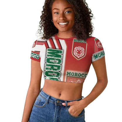 Morocco Soccer Raglan Cropped T shirt Atlas Lions Football - Road To Champion