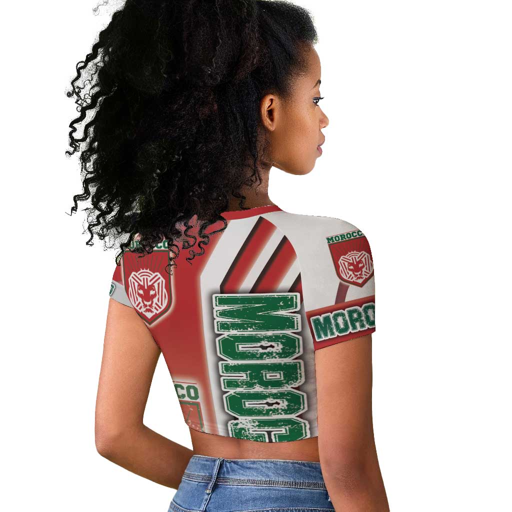 Morocco Soccer Raglan Cropped T shirt Atlas Lions Football - Road To Champion