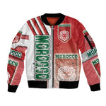Morocco Soccer Sleeve Zip Bomber Jacket Atlas Lions Football - Road To Champion