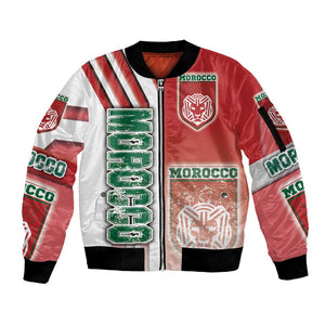 Morocco Soccer Sleeve Zip Bomber Jacket Atlas Lions Football - Road To Champion