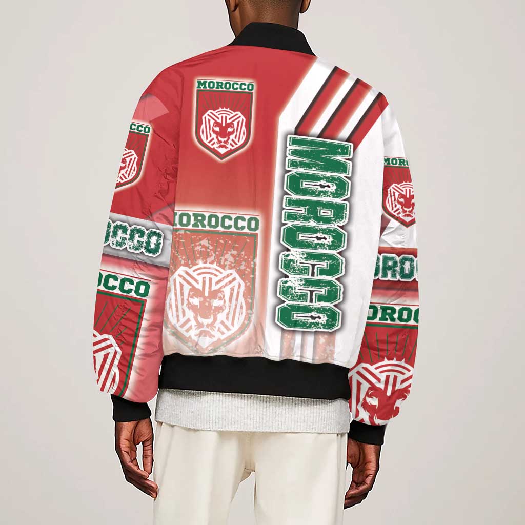 Morocco Soccer Sleeve Zip Bomber Jacket Atlas Lions Football - Road To Champion