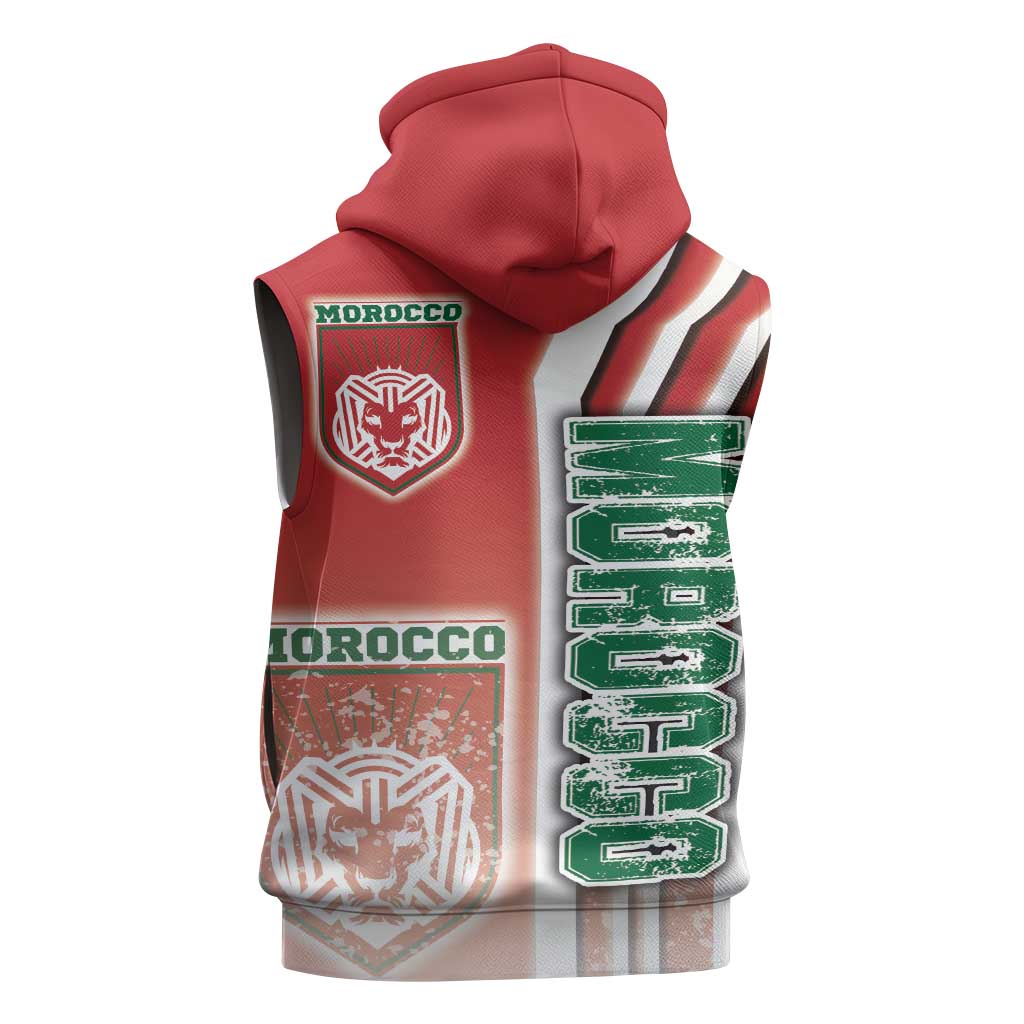 Morocco Soccer Sleeveless Zip Hoodie Atlas Lions Football - Road To Champion - African Pride