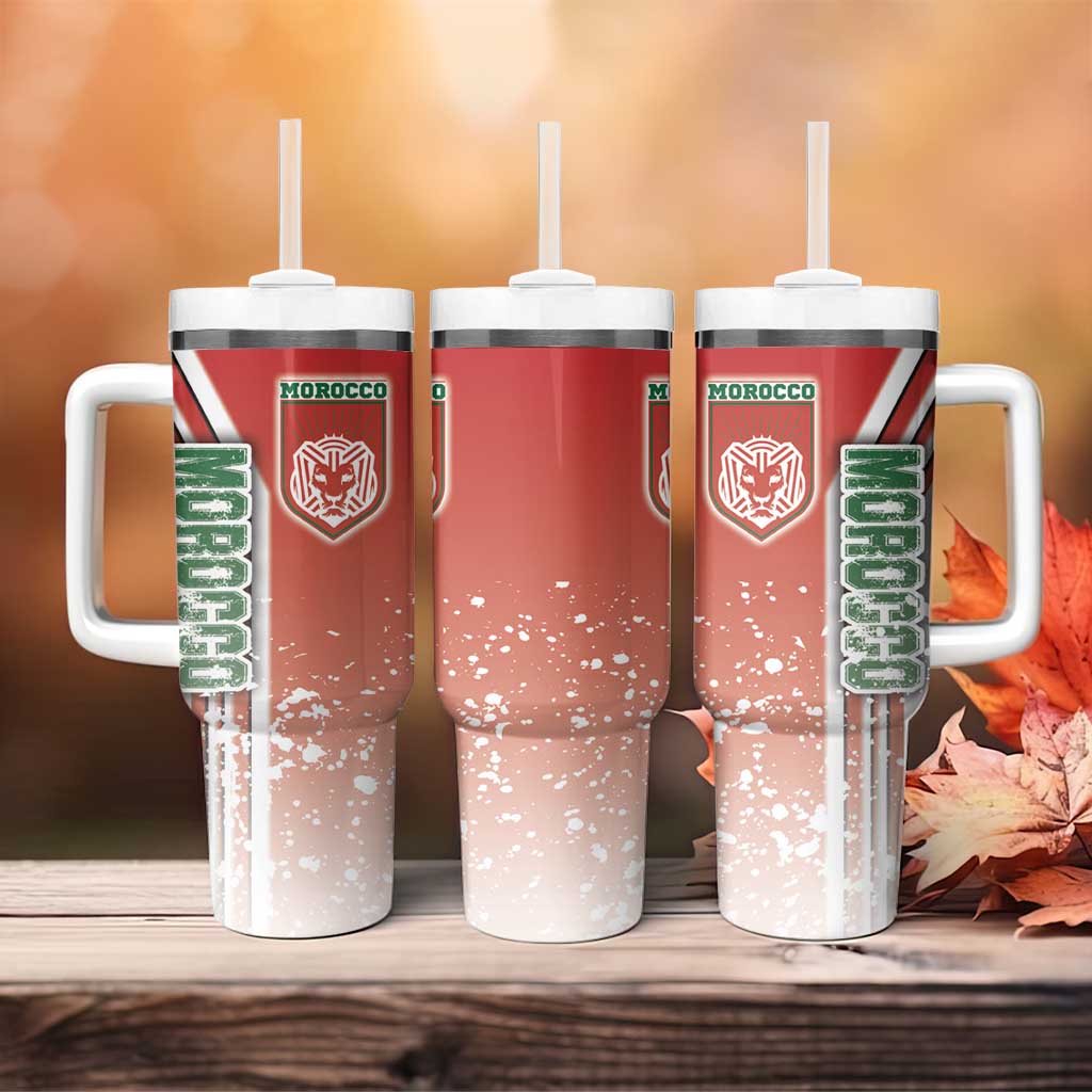 Morocco Soccer Tumbler With Handle Atlas Lions Football - Road To Champion