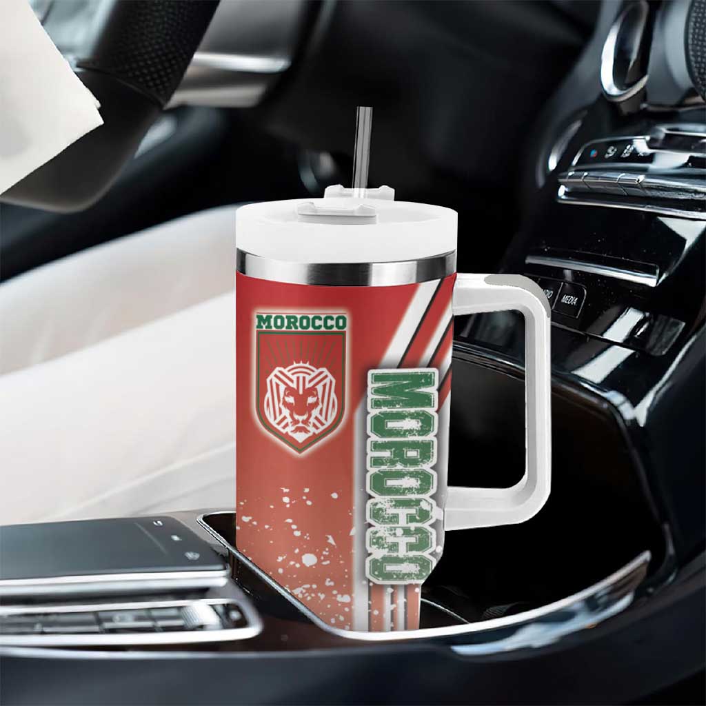 Morocco Soccer Tumbler With Handle Atlas Lions Football - Road To Champion