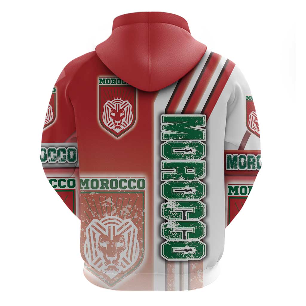 Morocco Soccer Zip Hoodie Atlas Lions Football - Road To Champion