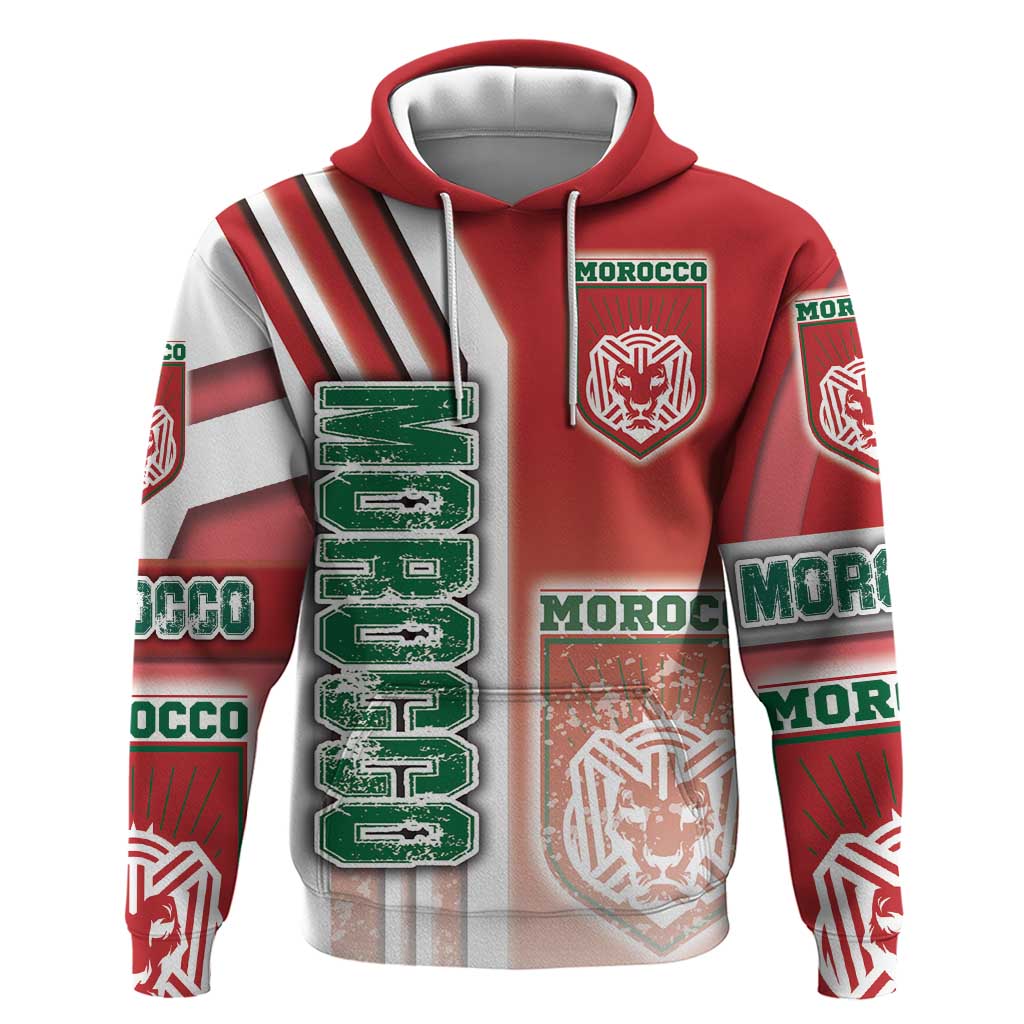 Morocco Soccer Zip Hoodie Atlas Lions Football - Road To Champion