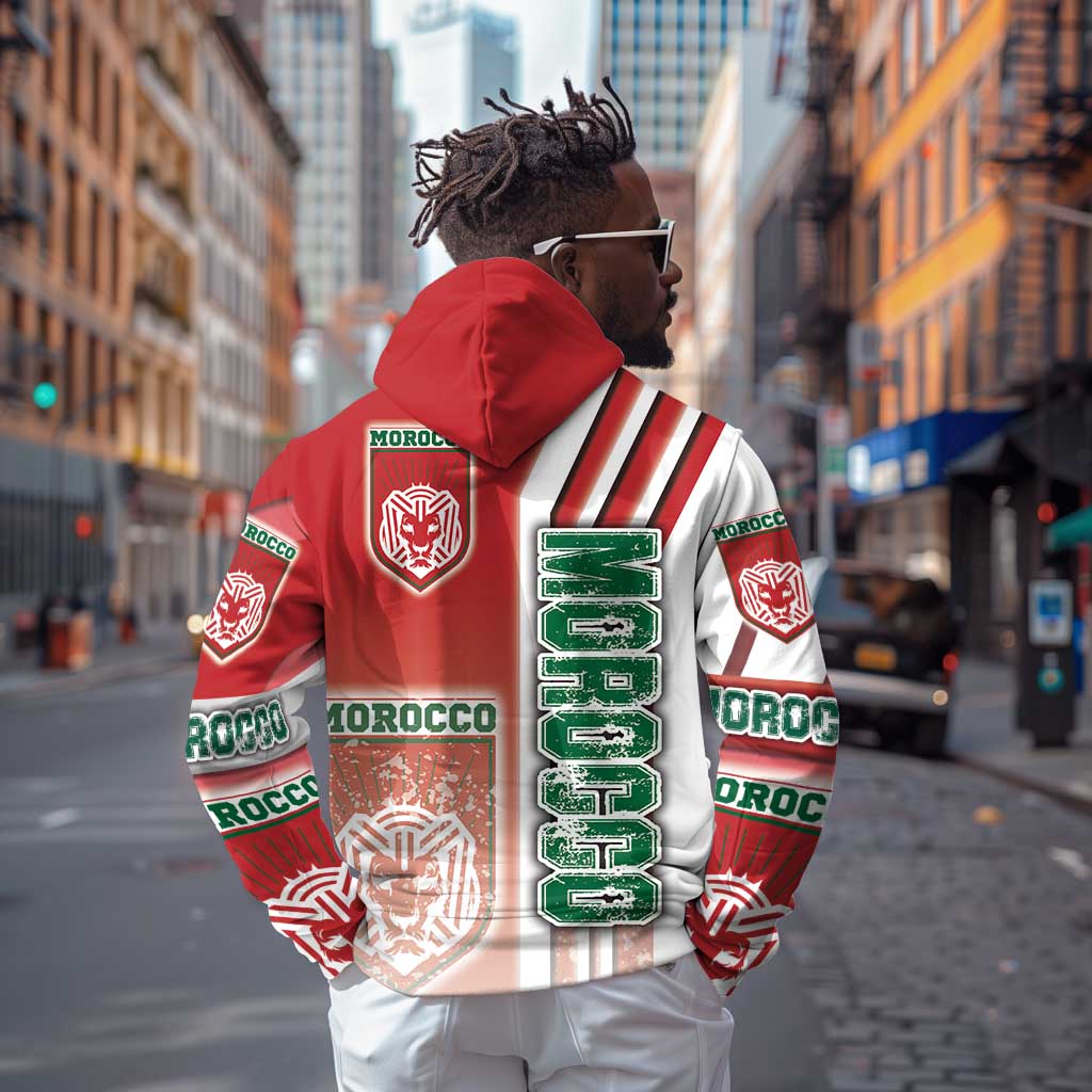 Morocco Soccer Zip Hoodie Atlas Lions Football - Road To Champion