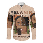 Melanin Every Shade Slays Long Sleeve Button Shirt Afro Women
