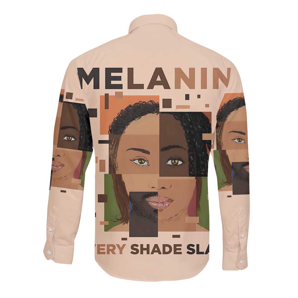Melanin Every Shade Slays Long Sleeve Button Shirt Afro Women