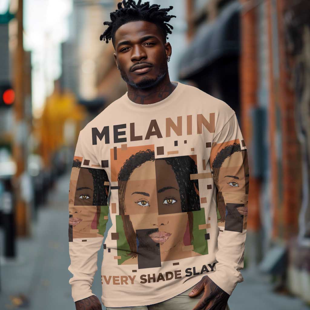 Melanin Every Shade Slays Long Sleeve Shirt Afro Women
