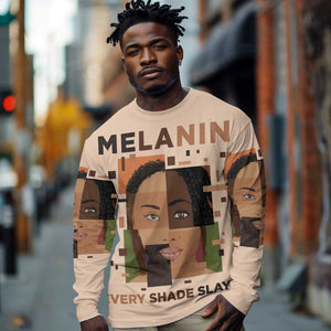 Melanin Every Shade Slays Long Sleeve Shirt Afro Women