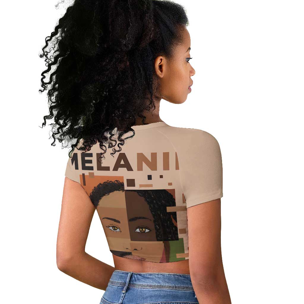 Melanin Every Shade Slays Raglan Cropped T shirt Afro Women