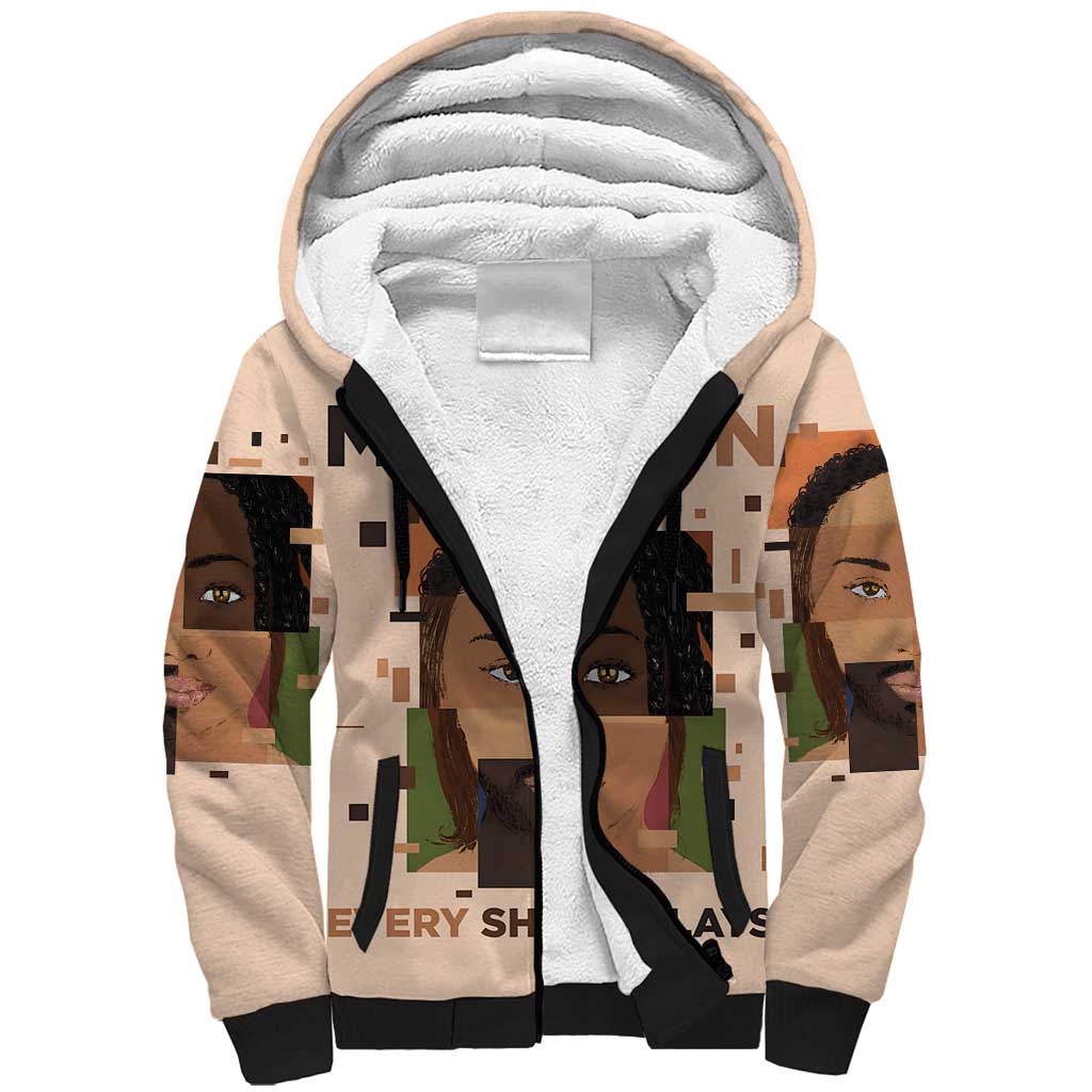 Melanin Every Shade Slays Sherpa Hoodie Afro Women