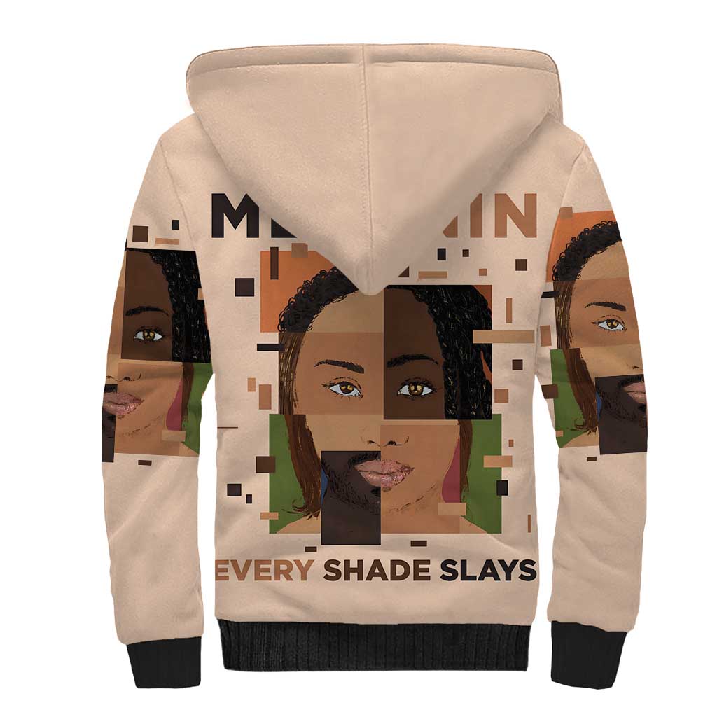 Melanin Every Shade Slays Sherpa Hoodie Afro Women