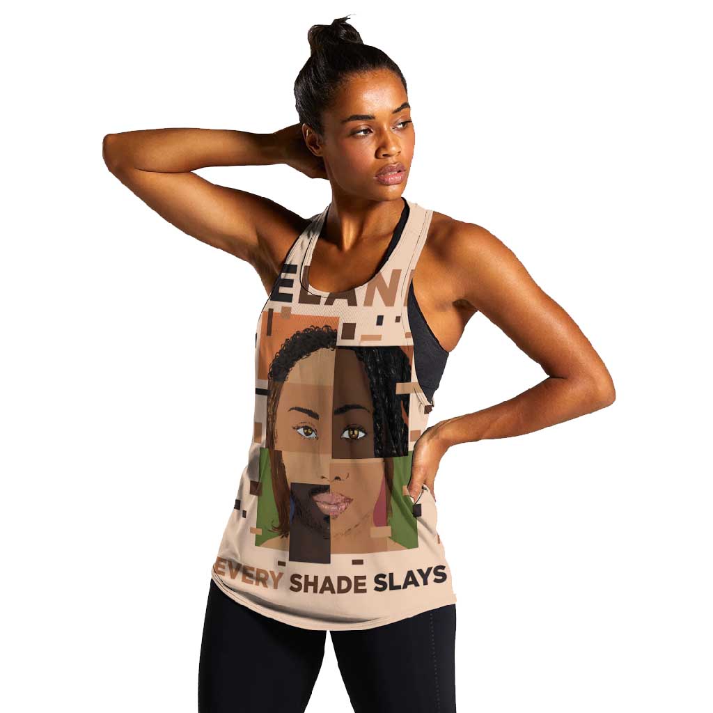 Melanin Every Shade Slays Women Racerback Tank Afro Women