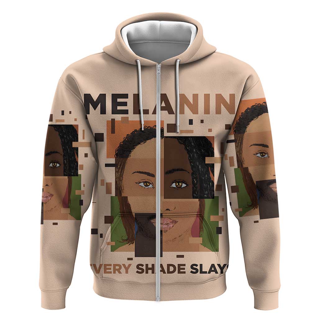 Melanin Every Shade Slays Zip Hoodie Afro Women