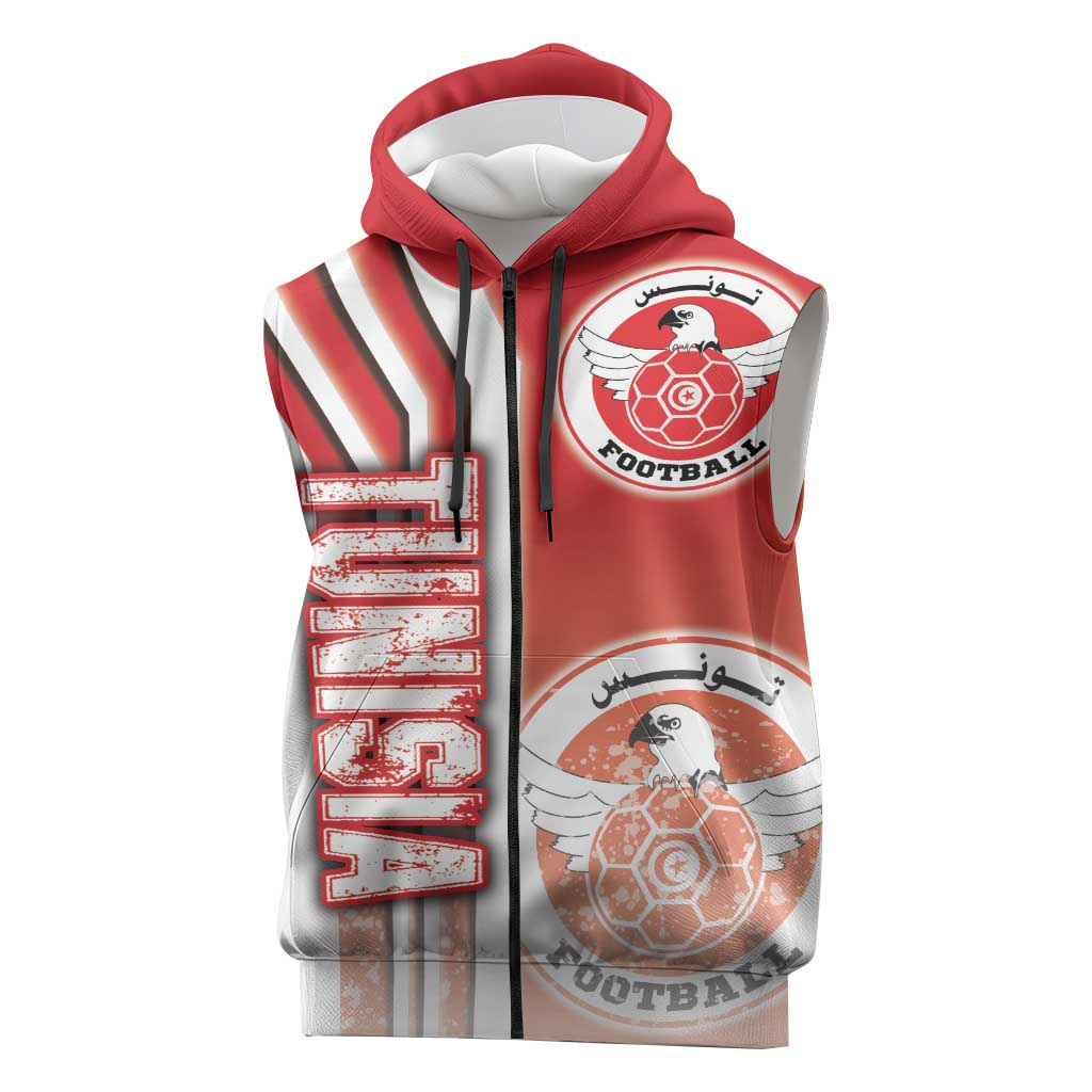 Tunisia Soccer Sleeveless Zip Hoodie Eagles of Carthage Football - Road To Champion - African Pride