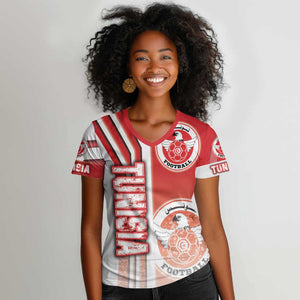 Tunisia Soccer Women V-Neck T-Shirt Eagles of Carthage Football - Road To Champion