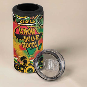 Africa Map Graffiti 4 in 1 Can Cooler Tumbler Know You Roots Art Style