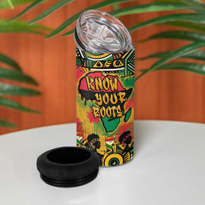 Africa Map Graffiti 4 in 1 Can Cooler Tumbler Know You Roots Art Style