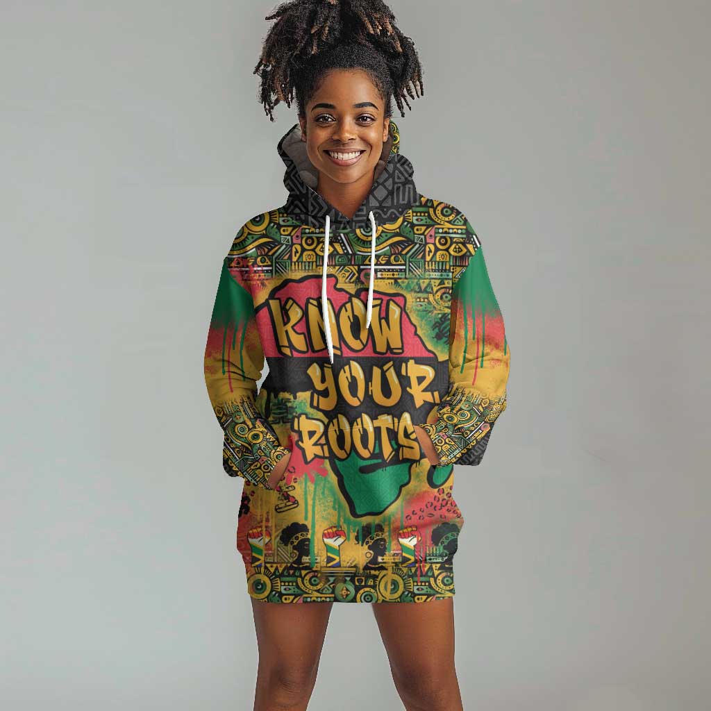 Africa Map Graffiti Hoodie Dress Know You Roots Art Style