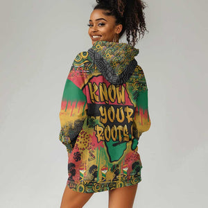 Africa Map Graffiti Hoodie Dress Know You Roots Art Style