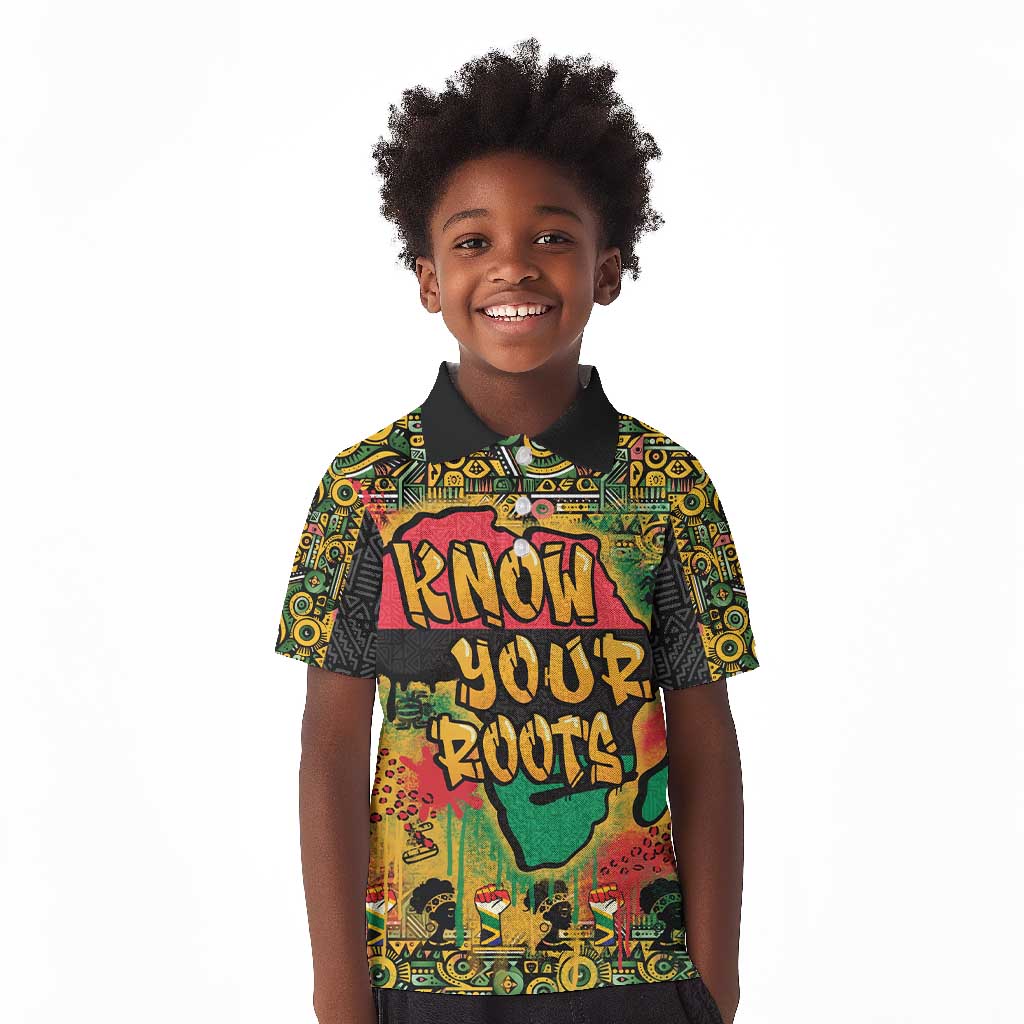 Africa Map Graffiti Kid Polo Shirt Know You Roots Art Style