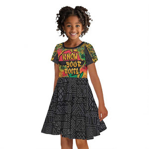 Africa Map Graffiti Kid Short Sleeve Dress Know You Roots Art Style