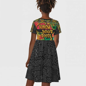 Africa Map Graffiti Kid Short Sleeve Dress Know You Roots Art Style