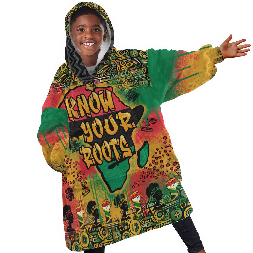 Africa Map Graffiti Kid Wearable Blanket Hoodie Know You Roots Art Style