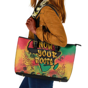 Africa Map Graffiti Leather Tote Bag Know You Roots Art Style