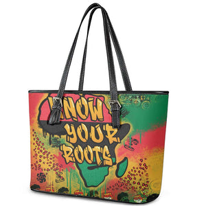 Africa Map Graffiti Leather Tote Bag Know You Roots Art Style