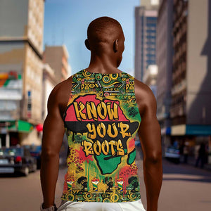 Africa Map Graffiti Men Tank Top Know You Roots Art Style